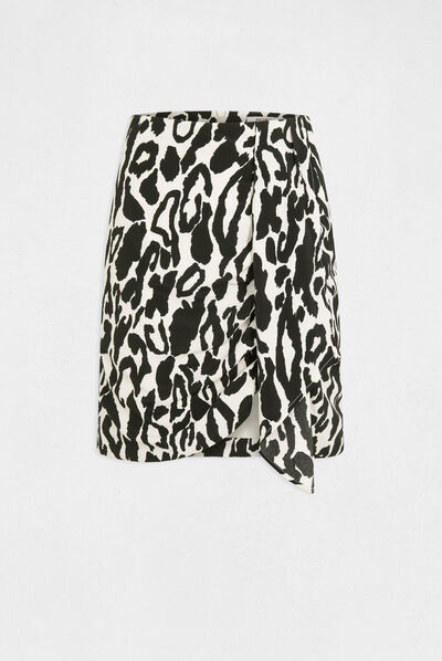 Jupe ajustée drapée imprimé animalier multico femme