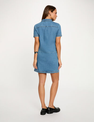 Robe courte droite denim double stone femme