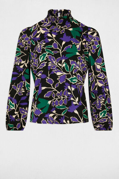 Blouse manches longues imprimé végétal multico femme