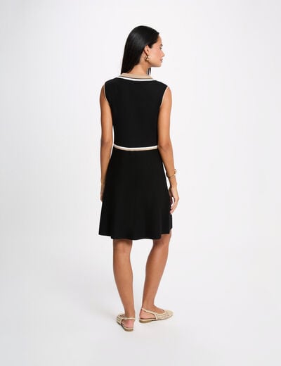 Robe tricot col &agrave; revers noir femme
