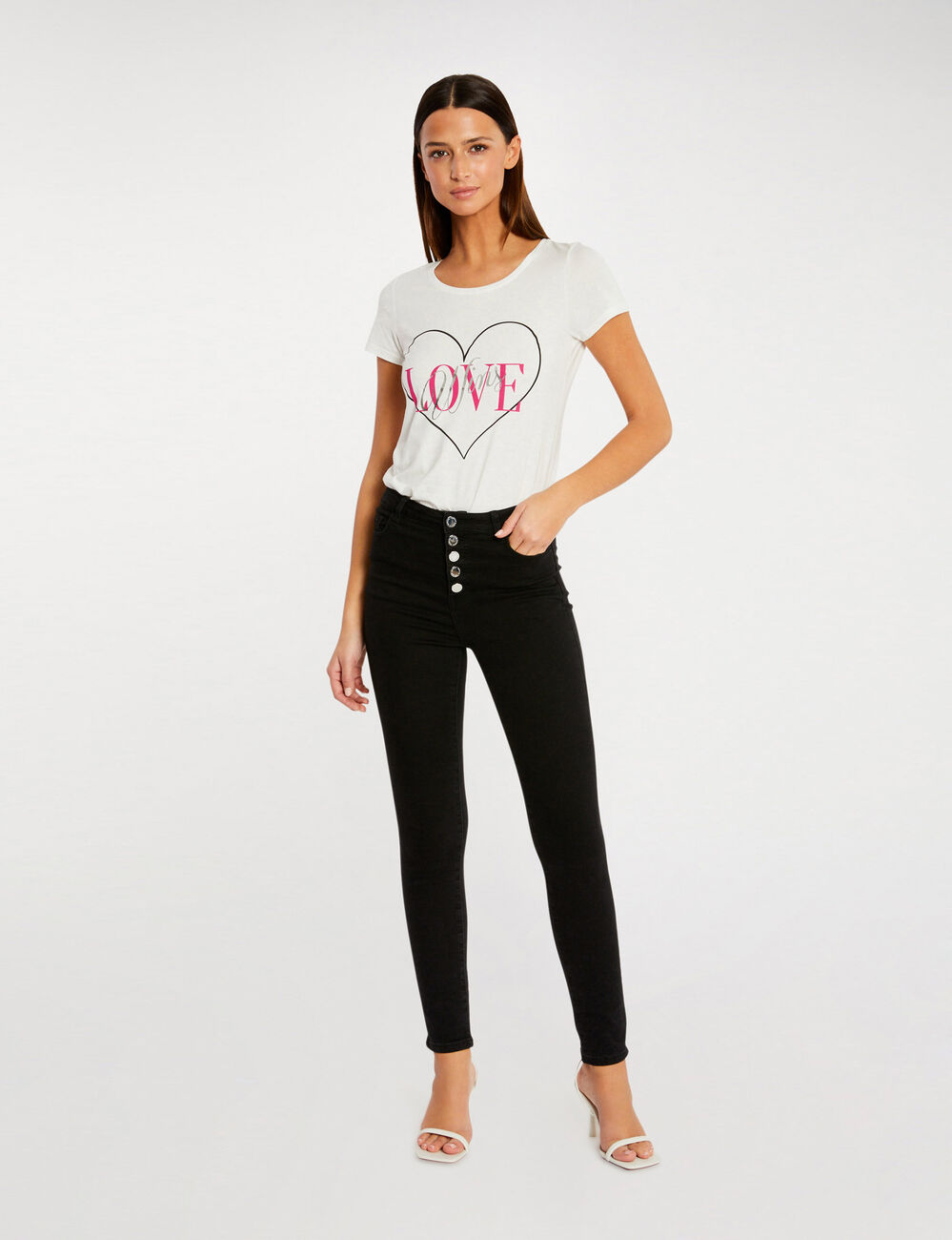 T-shirt manches courtes ecru femme
