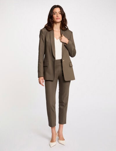 Pantalon cigarette 7/8ème vert kaki femme