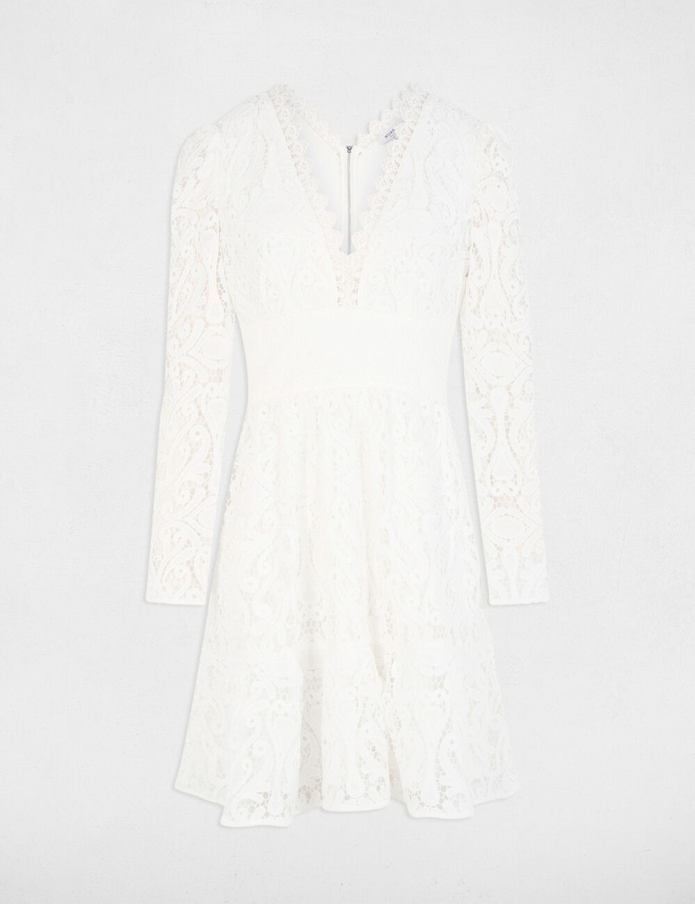Robe courte &eacute;vas&eacute;e dentelle blanc femme