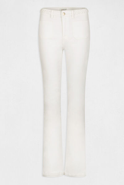 Pantalon bootcut avec détails tressés ecru femme