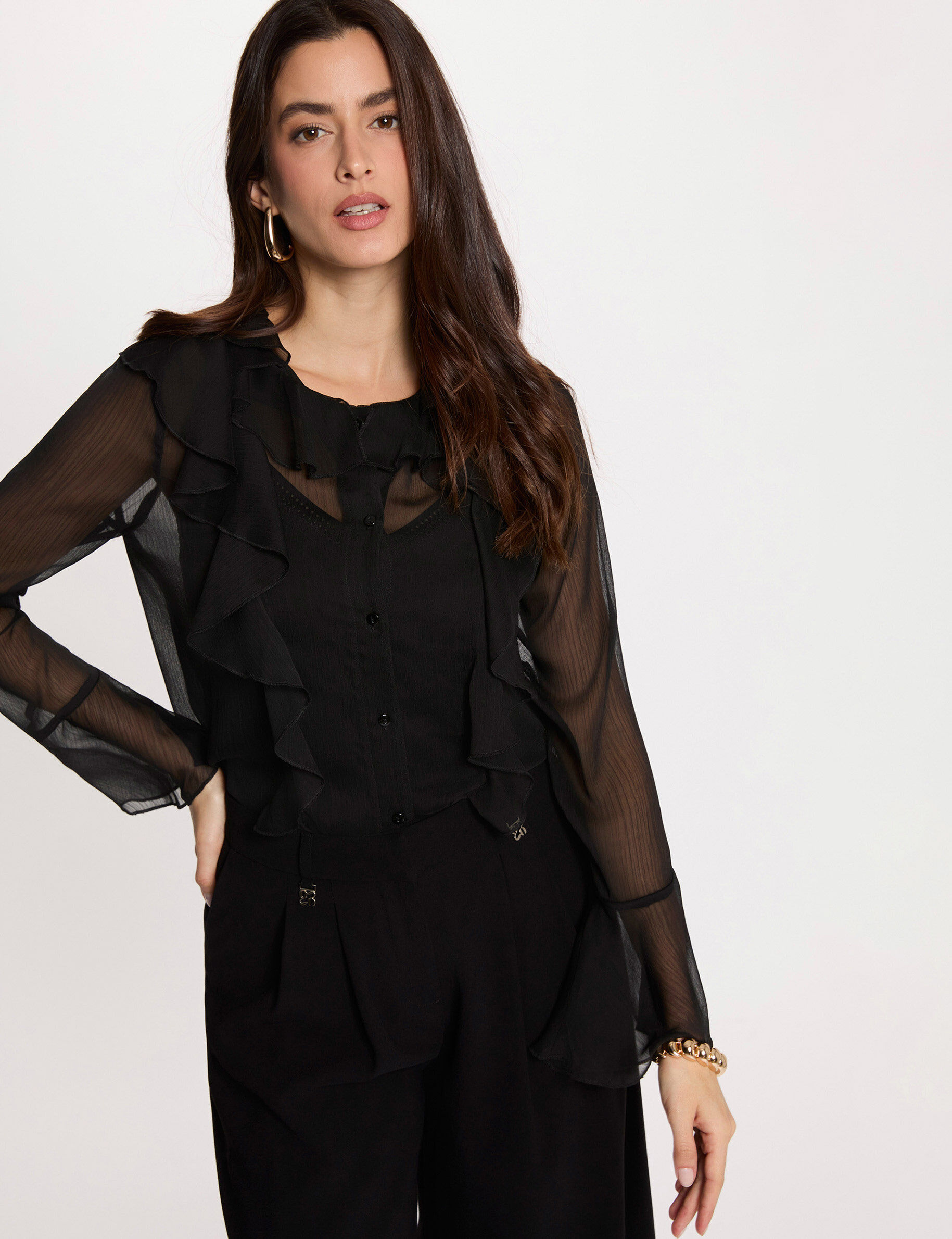 Chemise fluide col à revers femme - vue 1