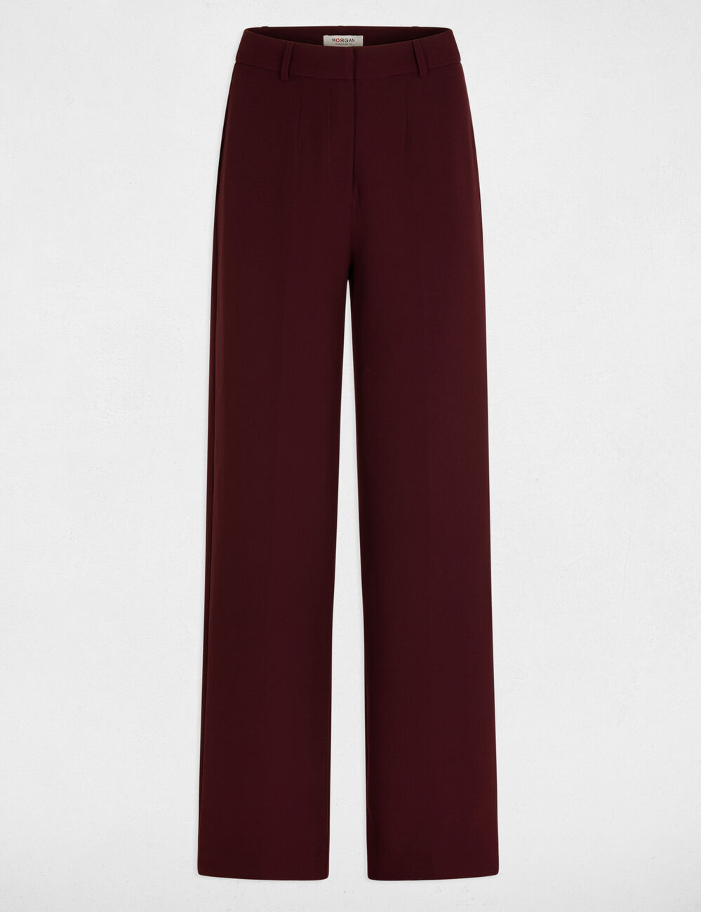 Pantalon droit &agrave; pinces prune femme