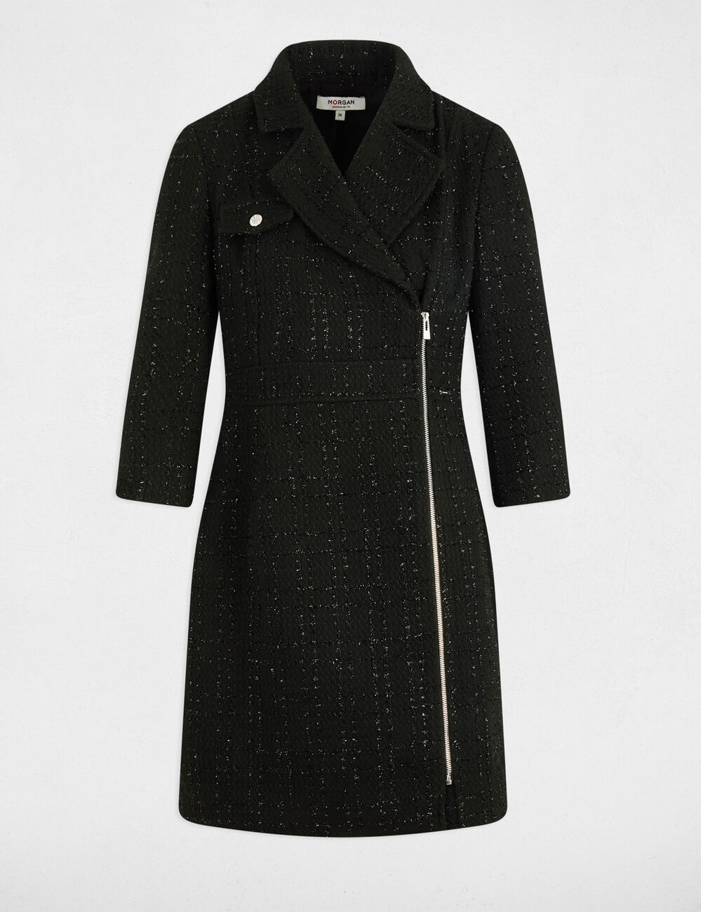 Robe courte tweed noir femme