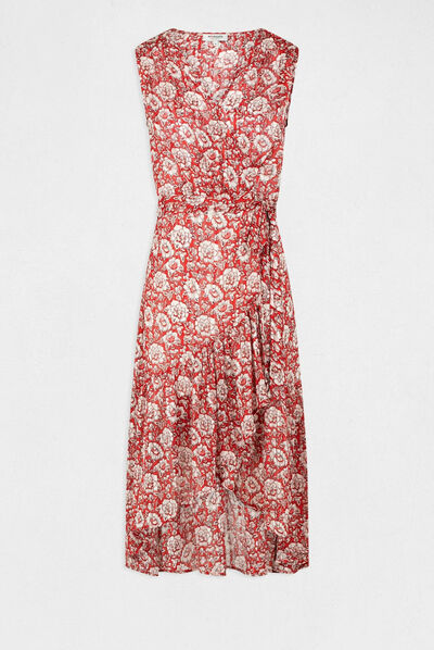 Robe longue portefeuille imprimé floral multico femme