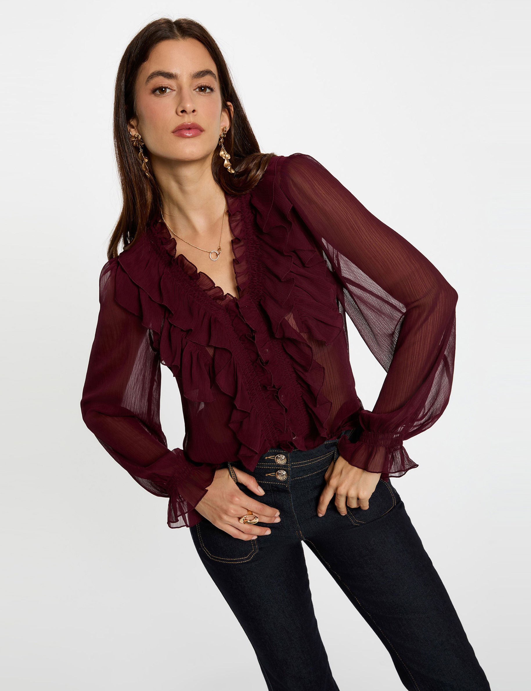 Chemise fluide col v femme - vue 2