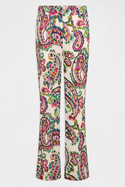 Pantalon droit fluide imprimé cachemire multico femme