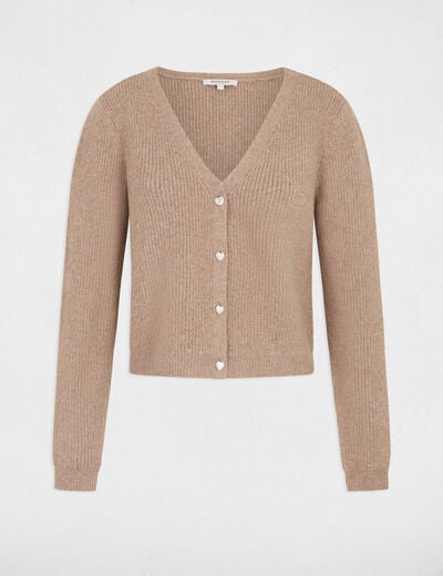 Gilet col en V beige moyen femme