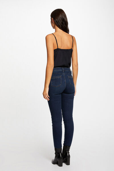 Blouse bretelles fines avec dentelle marine femme