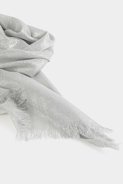 Foulard avec fils métallisés argente femme
