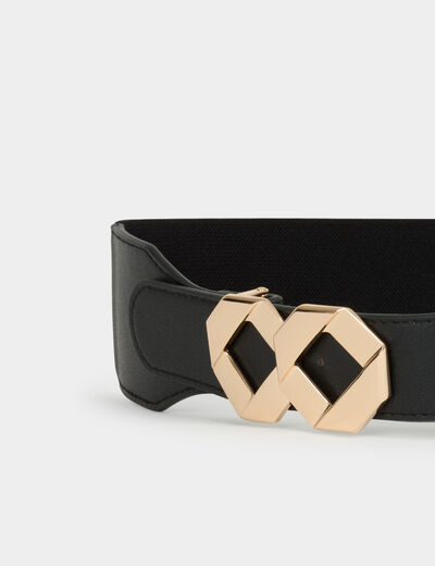 Ceinture large similicuir noir femme