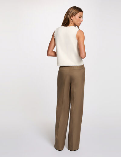 Gilet ajust&eacute; col rond ivoire femme