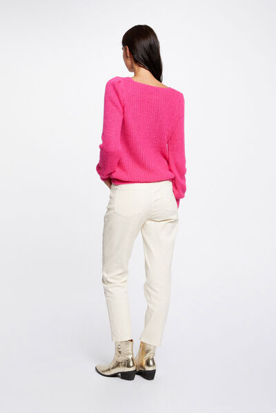 Pull Femme En Tricot Col V Manches Longues Casual Pullover Lâche