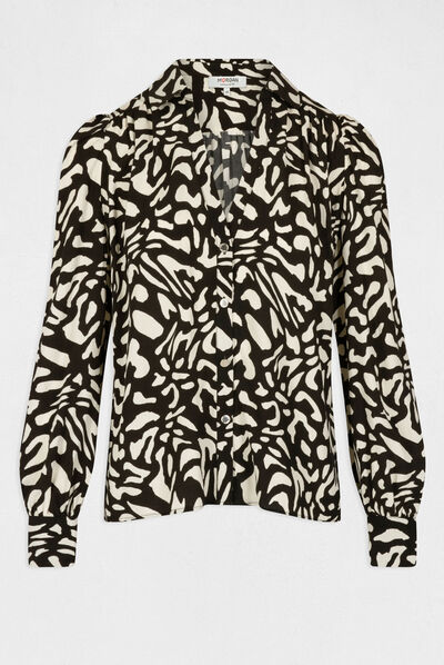Chemise manches longues imprimé abstrait multico femme