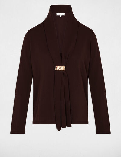 Pull col ch&acirc;le marron fonc&eacute; femme