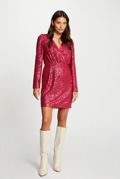 Robe droite à sequins rose moyen femme
