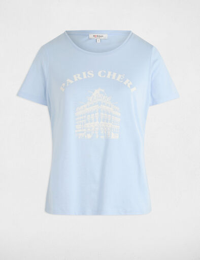 t shirt a inscription bleu ciel femme T-shirt à inscription bleu ciel femme