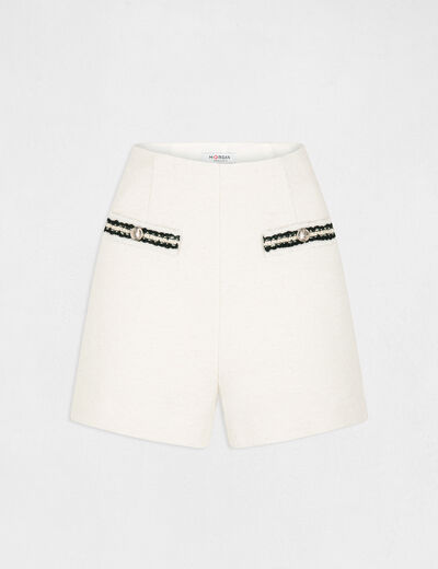 Short droit taille haute ivoire femme
