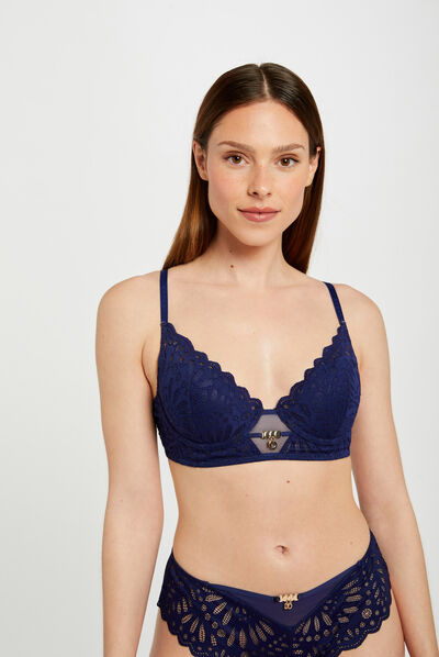 Slip en dentelle marine femme