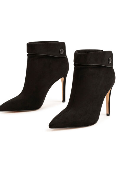 Bottines à talons aiguilles avec revers noir femme