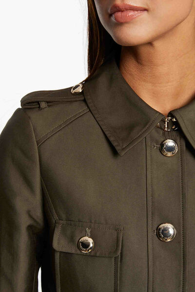 Trench droit ceinturé vert kaki femme