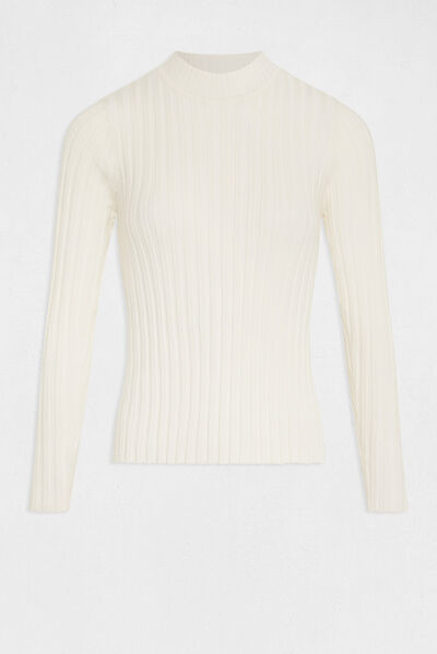 Pull manches longues avec dos ouvert ivoire femme