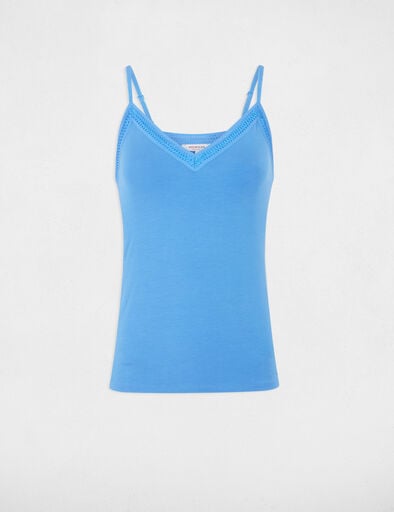 debardeur bretelles fines bande dentelle bleu femme Débardeur bretelles fines bande dentelle bleu femme