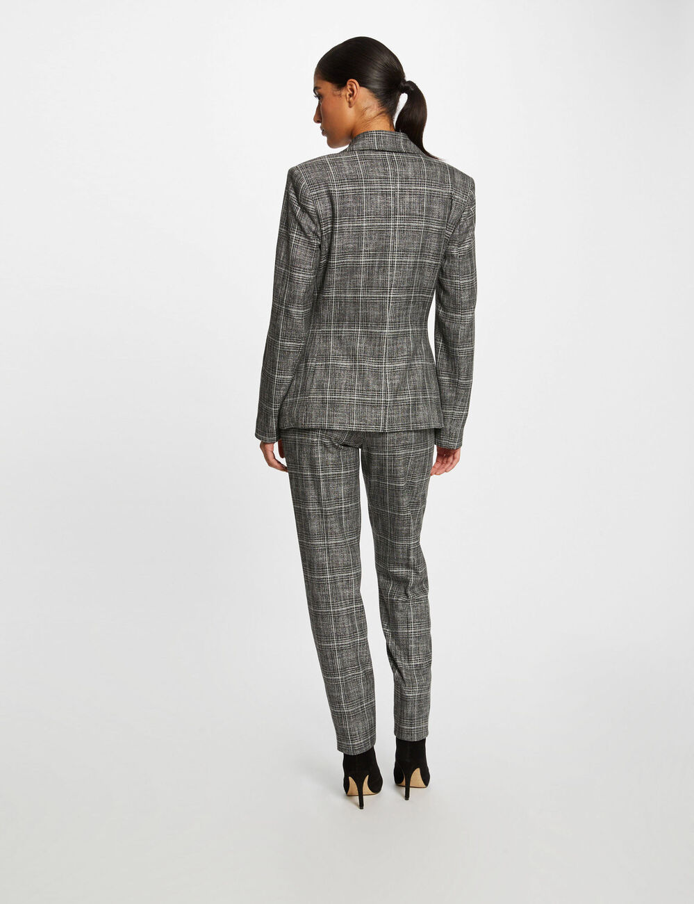Veste tailleur city droite à carreaux gris moyen femme