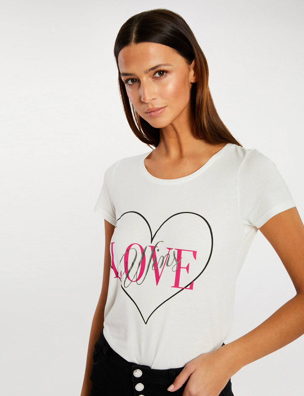 T-shirt manches courtes ecru femme