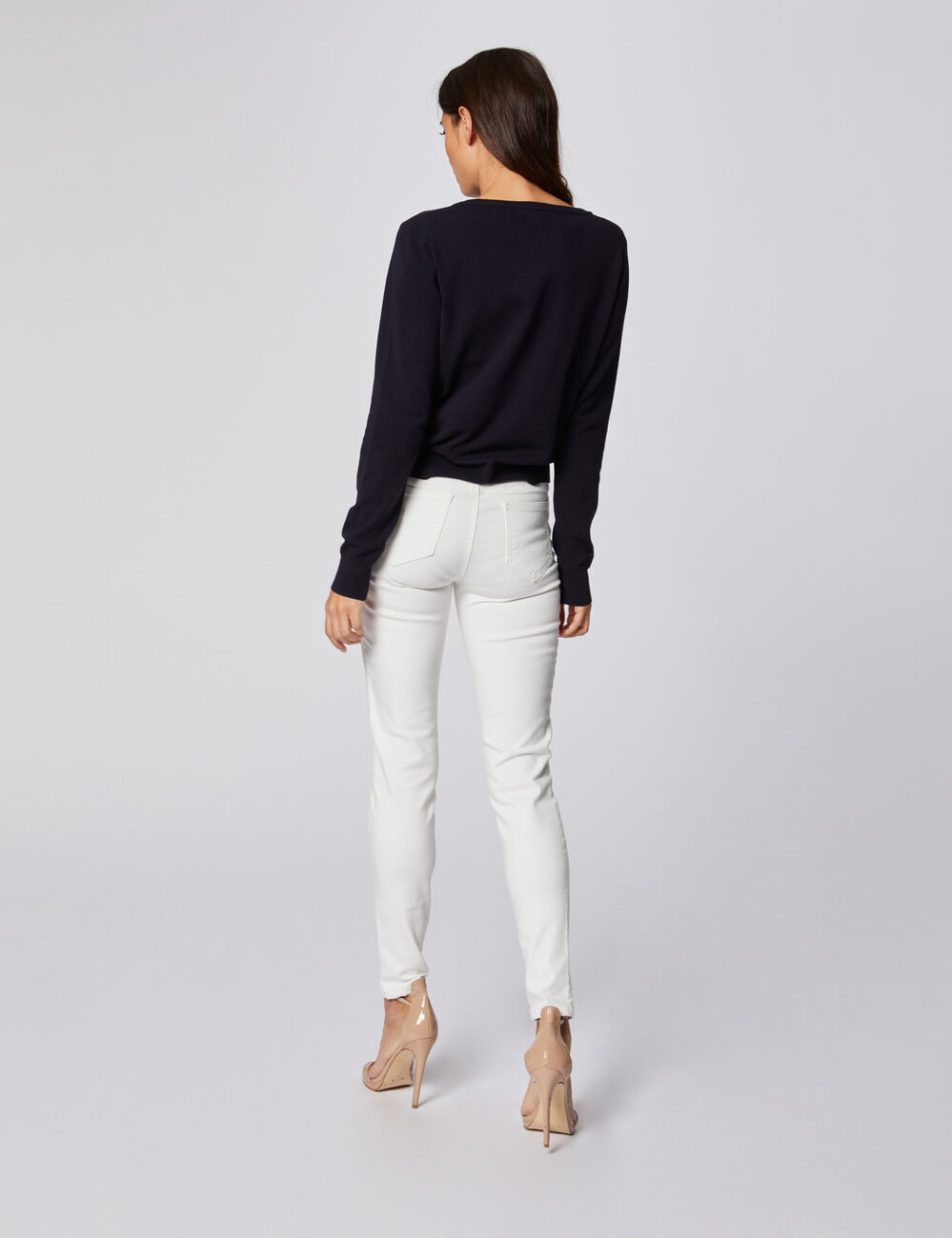 Pantalon skinny taille standard 5 poches ecru femme