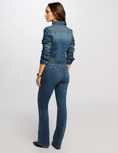 Veste courte en jean denim stone femme