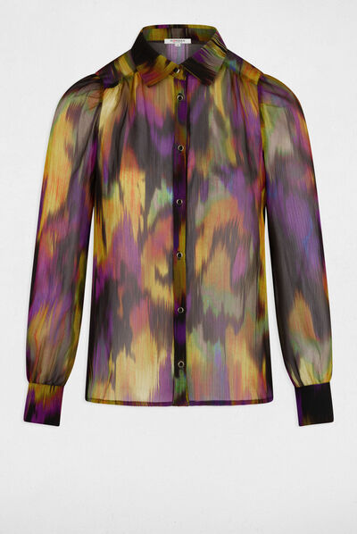 Chemise manches longues imprimé abstrait multico femme