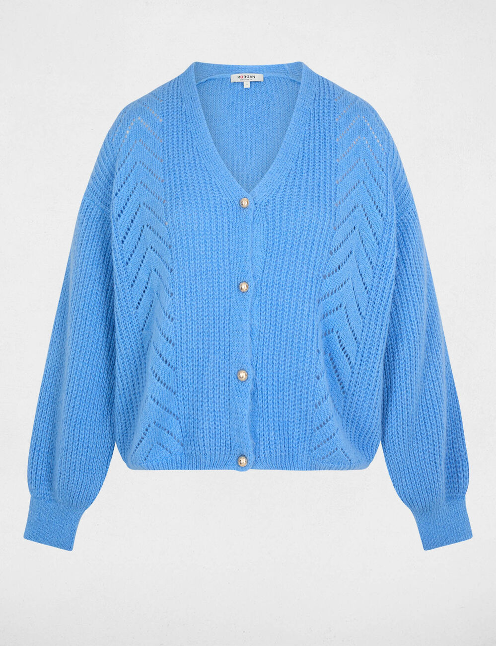 Gilet col v bleu femme