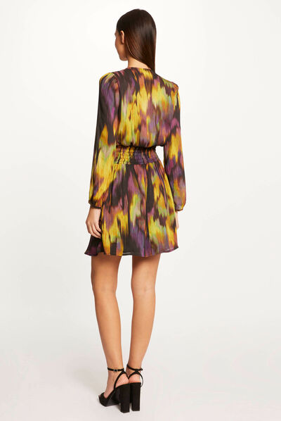 Robe droite fluide imprimé abstrait multico femme