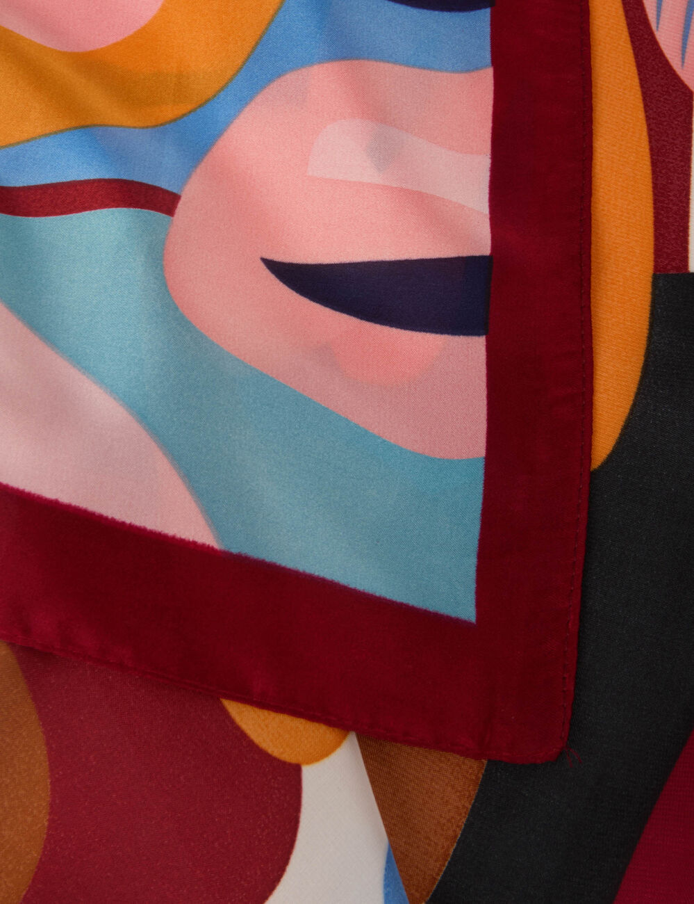 Foulard satin&eacute; imprim&eacute; multicolore femme