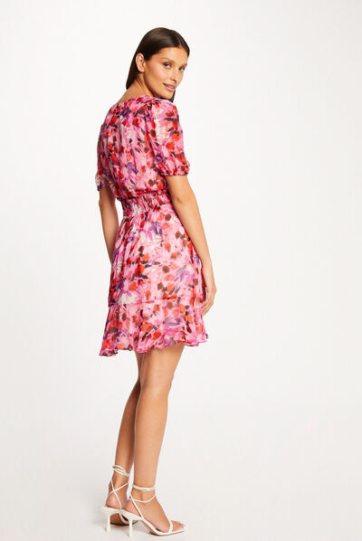 Robe cintrée col en V imprimé floral multico femme