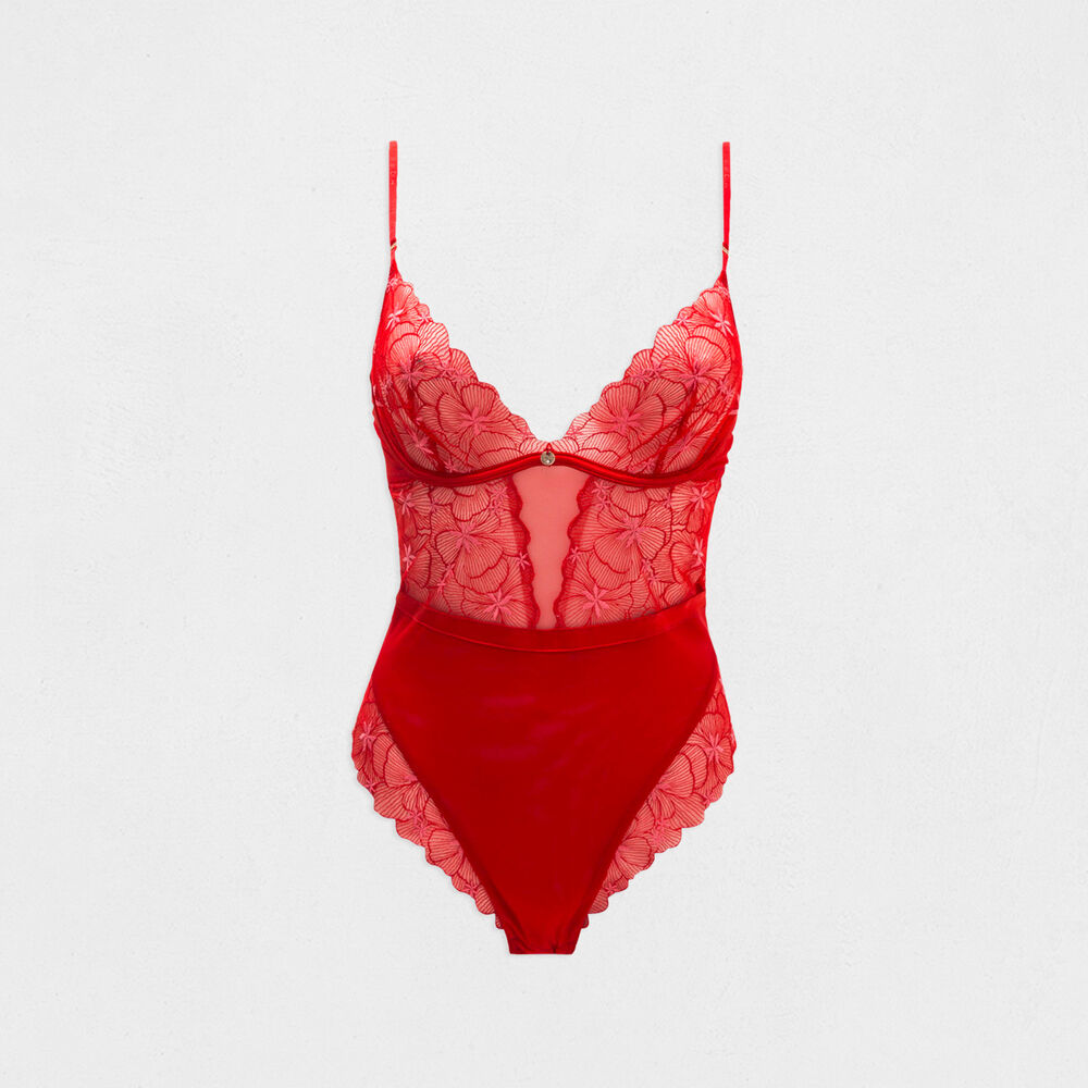 Body en dentelle rouge femme