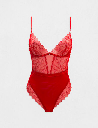Body en dentelle rouge femme