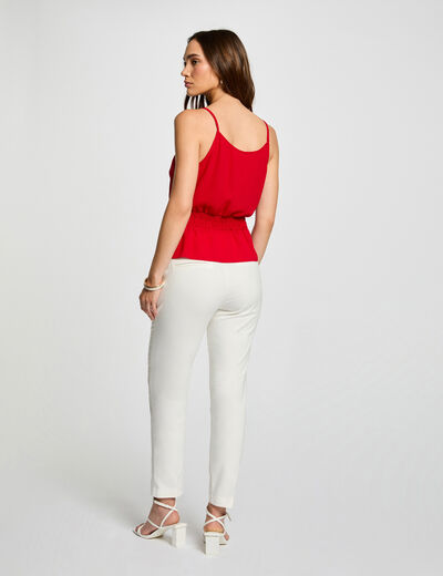Pantalon city droit 7/8&egrave;me ecru femme