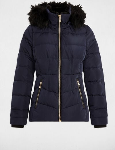 Doudoune courte ajust&eacute;e bleu marine femme