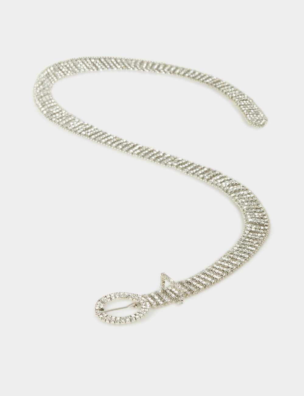 Ceinture fine strass couleur argent femme
