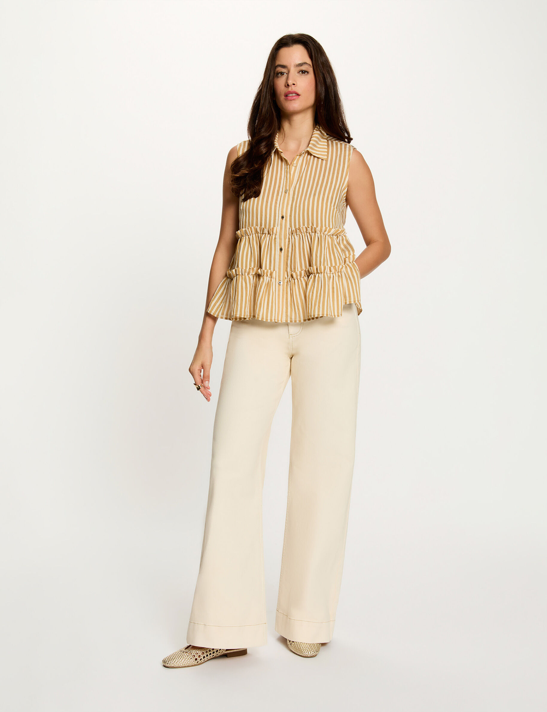 Jean large beige femme Jean large beige femme