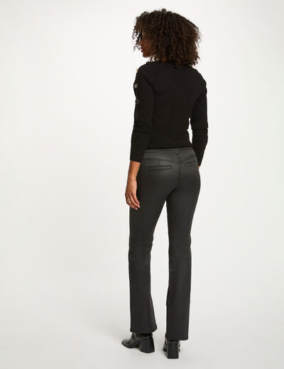 Pantalon bootcut enduit noir femme