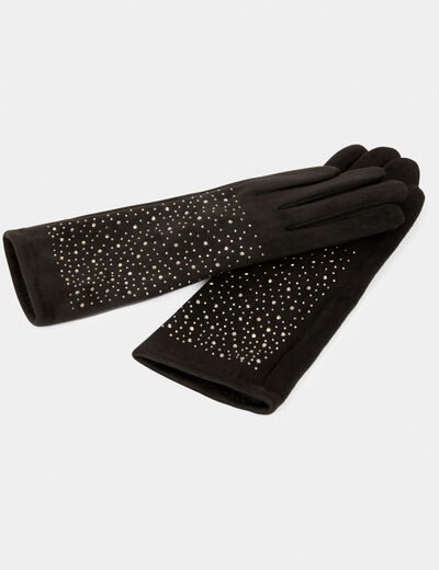 Gants avec strass noir femme