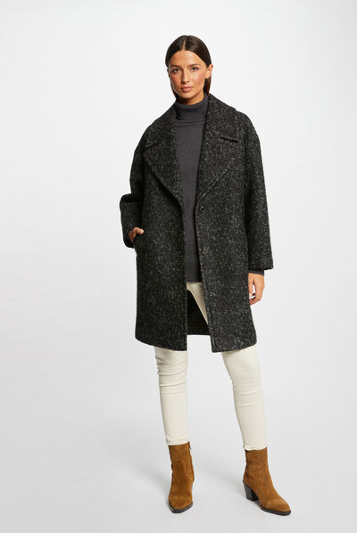 Manteau long oversize gris anthracite femme