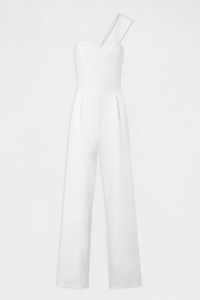 Combinaison jambe large asymétrique ecru femme
