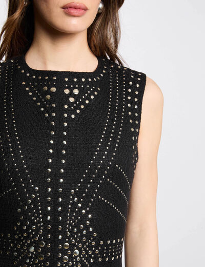 Robe courte ajustée clous noir femme